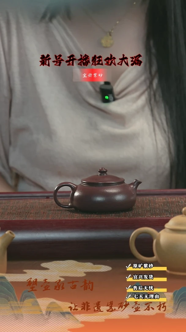 茶壶紫砂宜兴紫砂茶壶 寒江 茄皮紫
