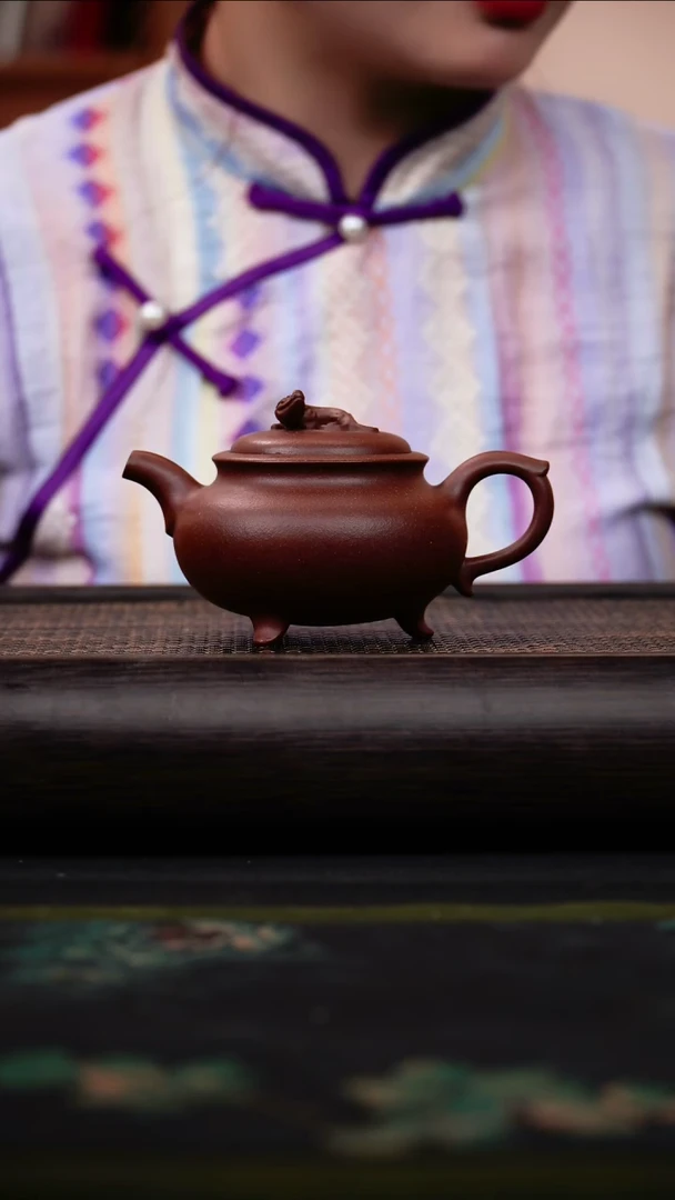 茶壶紫砂紫降坡 螭龙