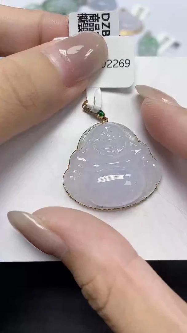 翡翠18K金镶嵌颈饰天然缅甸翡翠A货