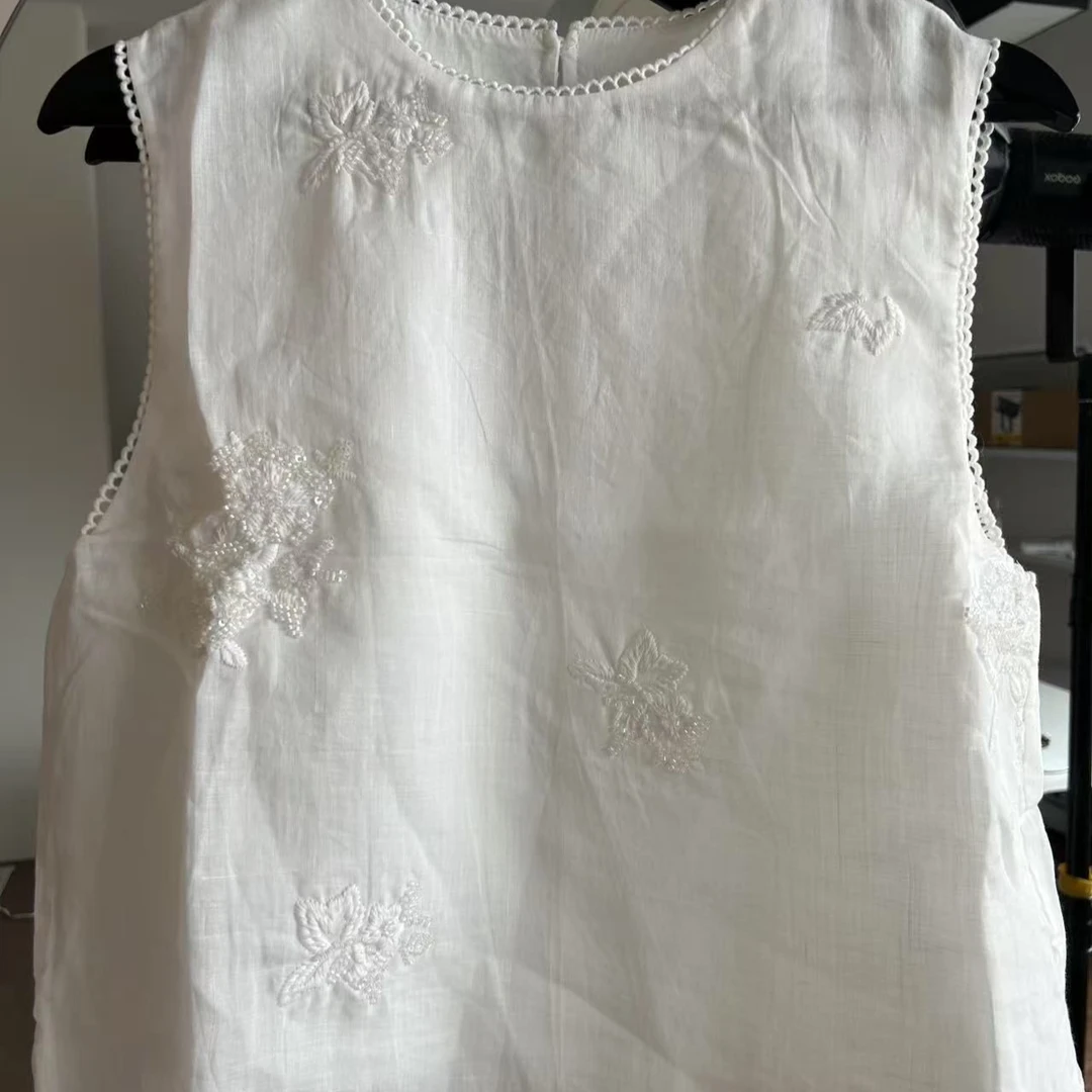 CsyX2-2025S/S 夏季新款“秘境”刺绣百搭苎麻背心CA5XB066