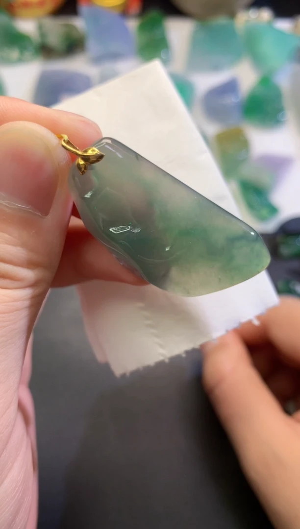 翡翠18K金镶嵌吊坠(不含链)652