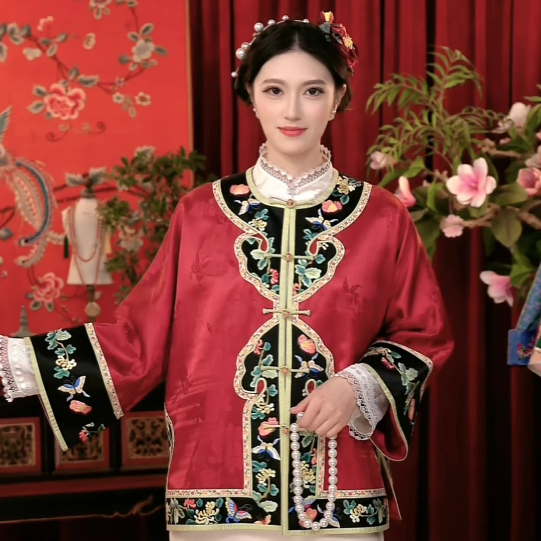 【煜秀堂】“朱门静”传统中式多如意重工刺绣太太服