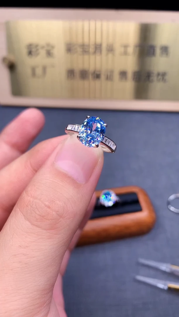 海蓝宝石戒指银S925镶嵌6523