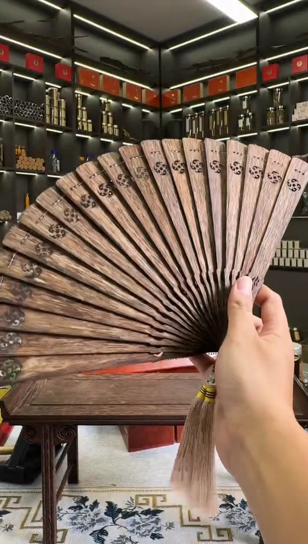 摆件沉香25cm皮油扇多样性发货一份