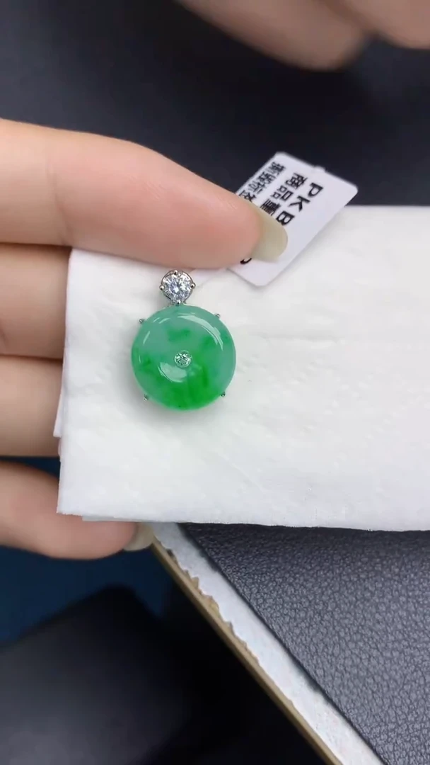 颈饰银S925镶嵌翡翠天然缅甸a货翡翠百元以上9元证书费自理