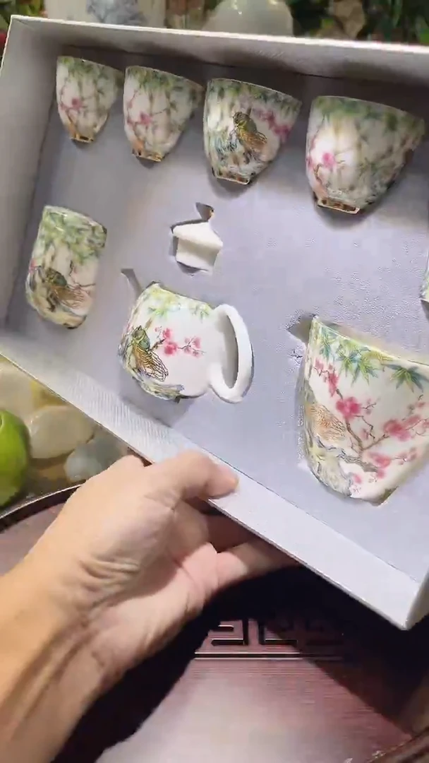 瓷片德艺茶器直播间@@铭窑河趣套装