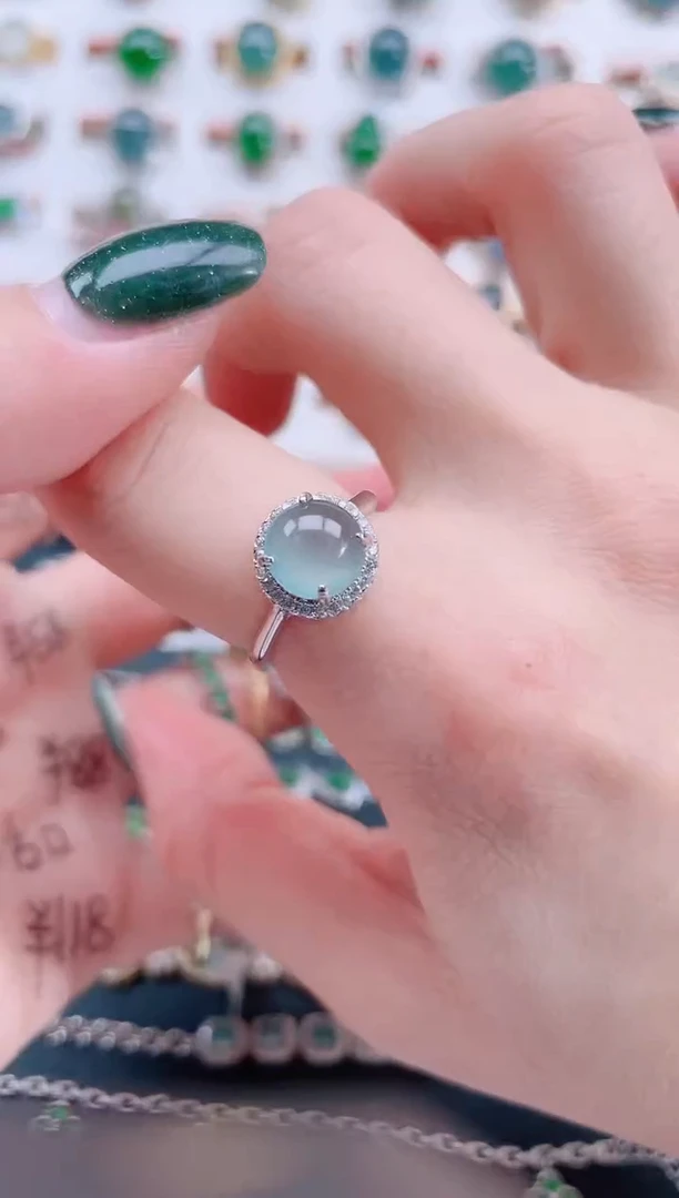 银S925镶嵌戒指翡翠天然翡翠
