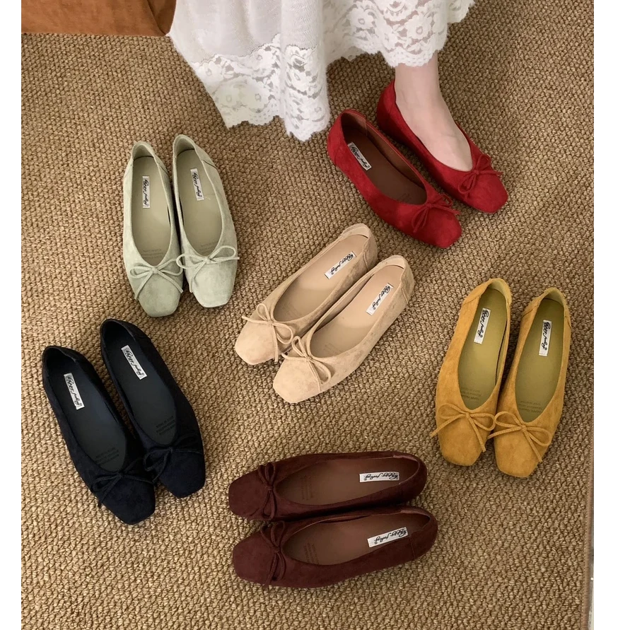 爆款绒面内增高单鞋2025新款气质方头超软底蝴蝶结百搭软底女鞋子