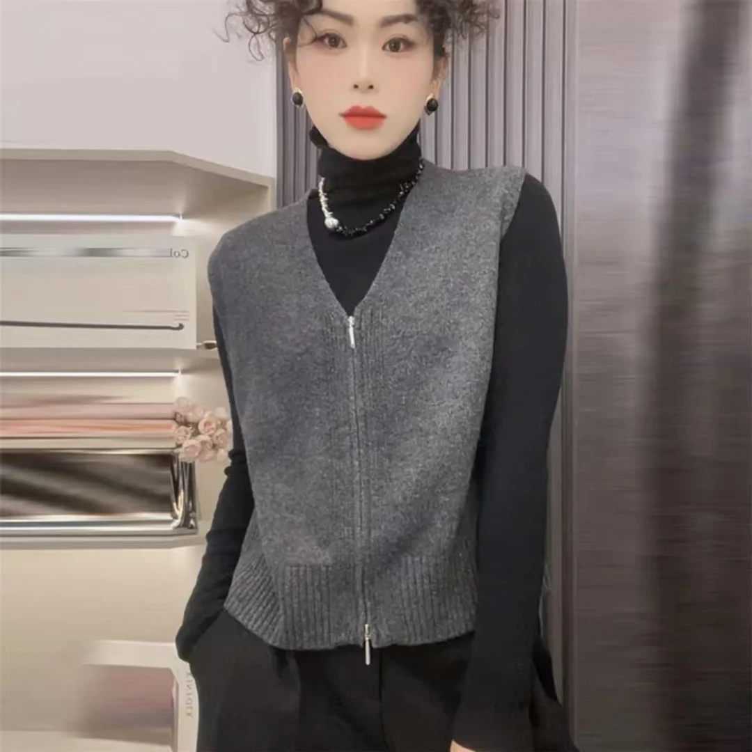 【阿芝专属】马夹豹纹单排扣时尚女撞色马甲秋冬秋季纽扣89003