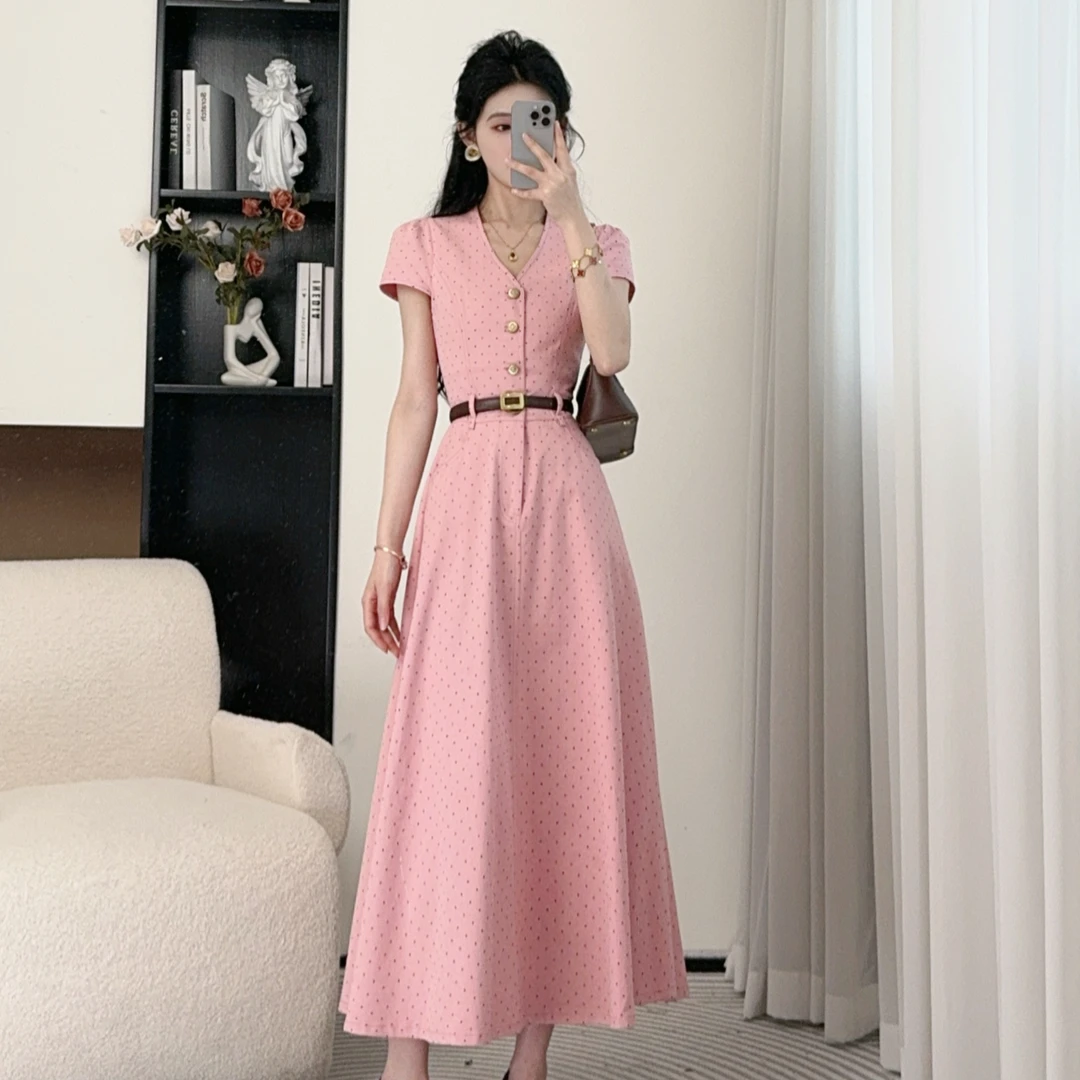 小八定制25夏季新款法式气质时尚百搭波点设计感连衣裙 00062 LSC