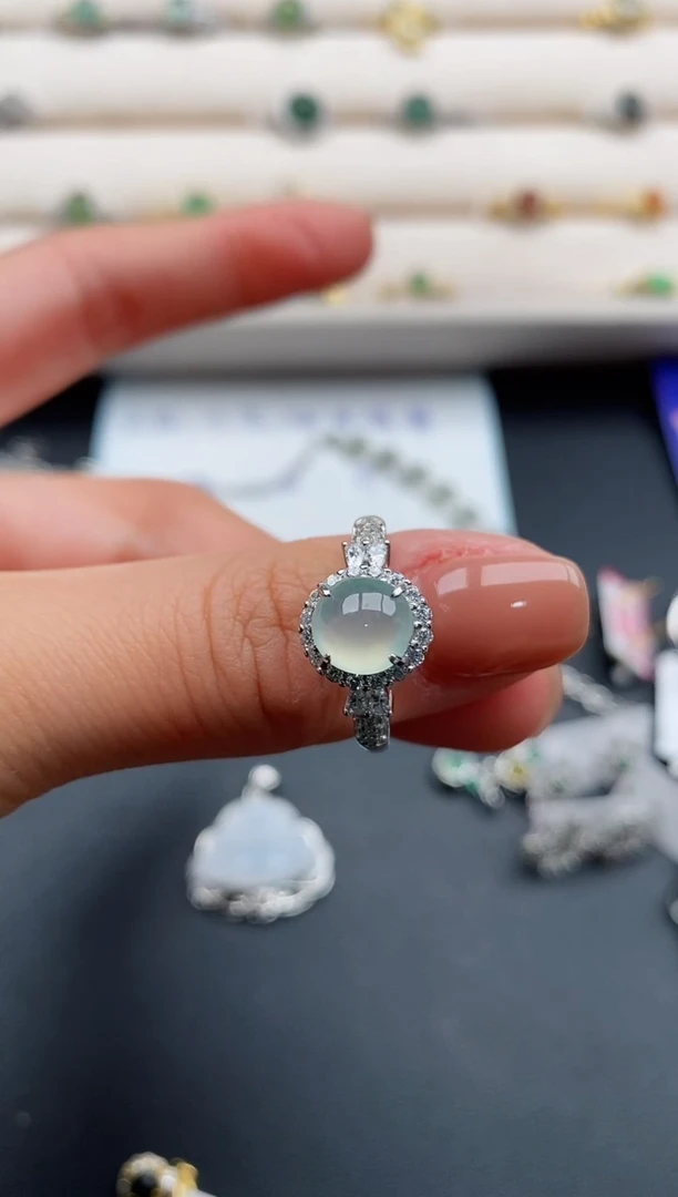 银S925镶嵌戒指翡翠33333333+6