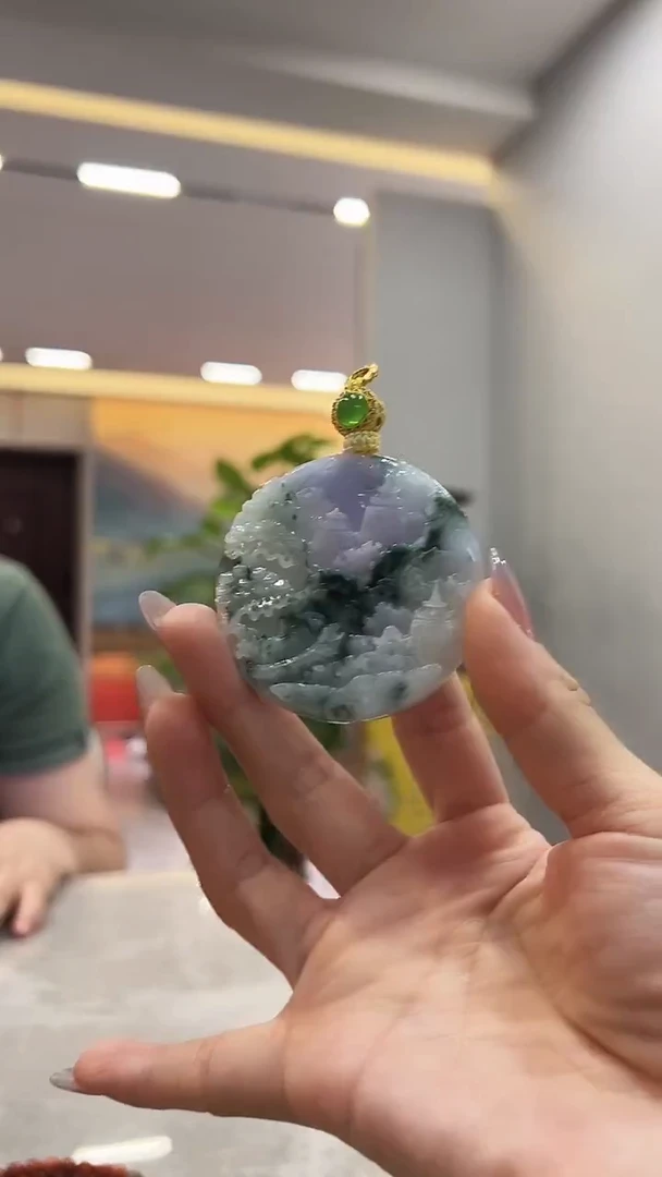 翡翠未镶嵌颈饰z*y山水