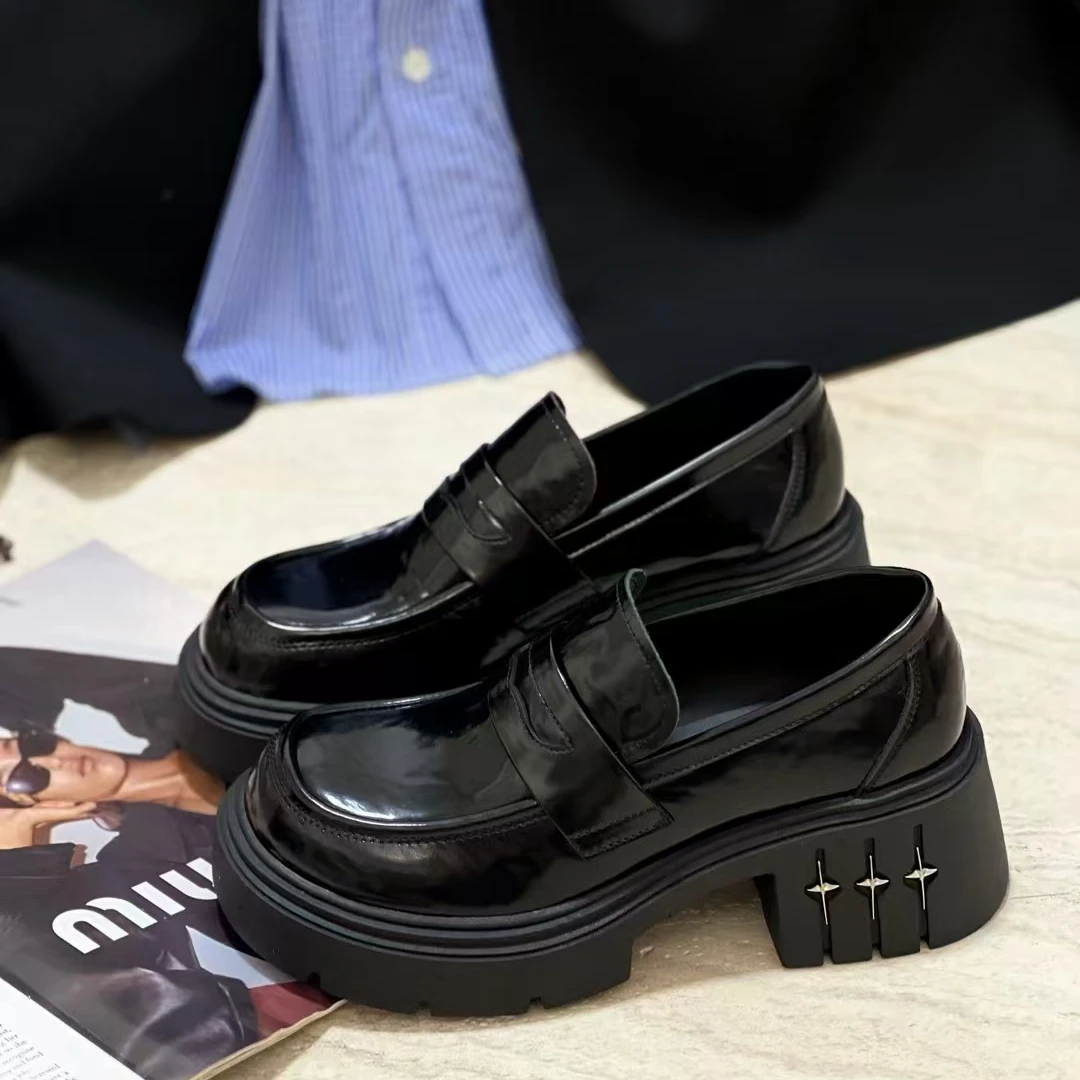 真皮厚底增高乐福鞋女2025新款春夏款女款轻便不累脚真皮英伦风