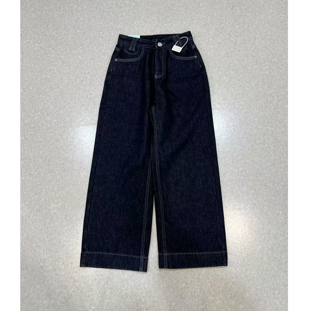 8661加绒加厚阔腿牛仔裤女款时尚百搭宽松简约牛仔裤