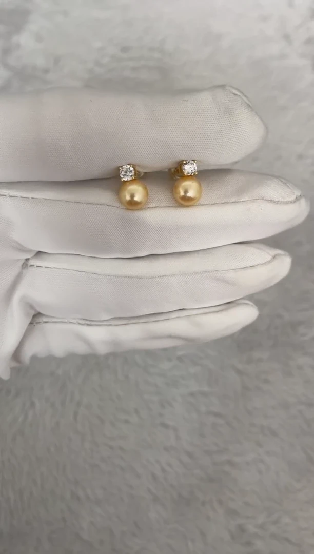 银S925镶嵌海水珍珠耳饰AK羽皇金戴妃7-7.5mm