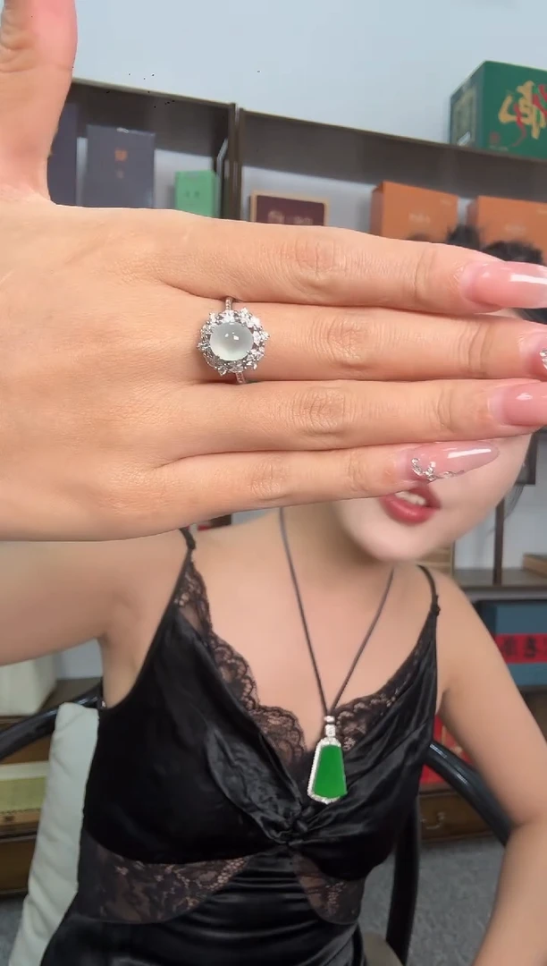 银S925镶嵌戒指翡翠戒指