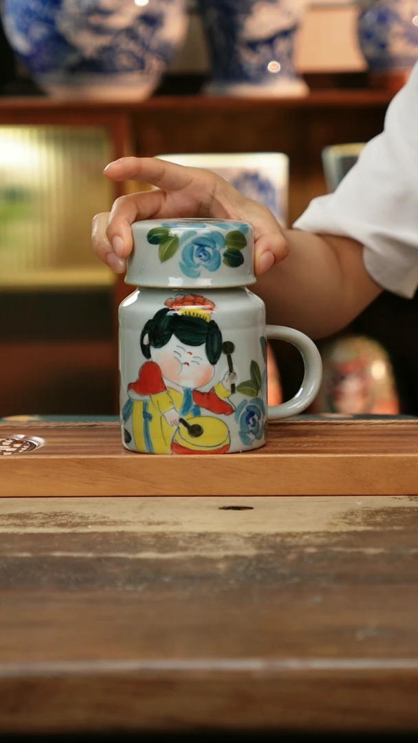 摆件景德镇纯手工釉下彩精品茶具