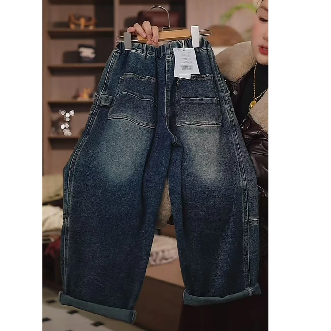 308112《现》优选韩版儿童休闲舒适洋气时尚蓝色牛仔裤