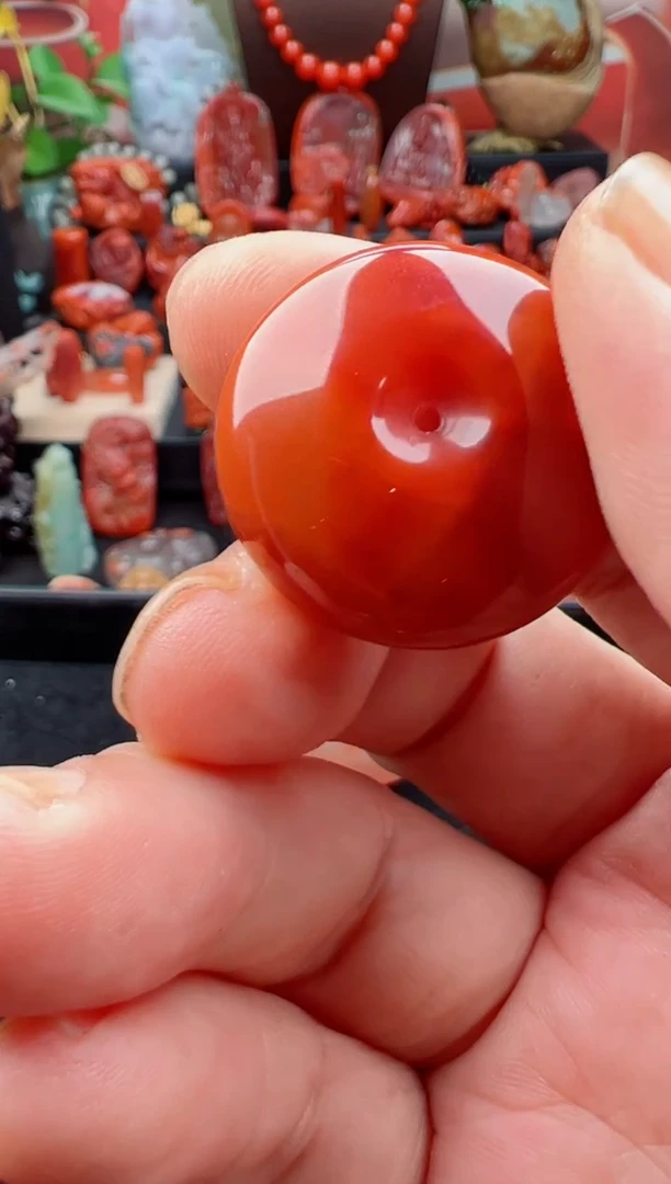 未镶嵌平安扣南红玛瑙蓝*灵平安扣