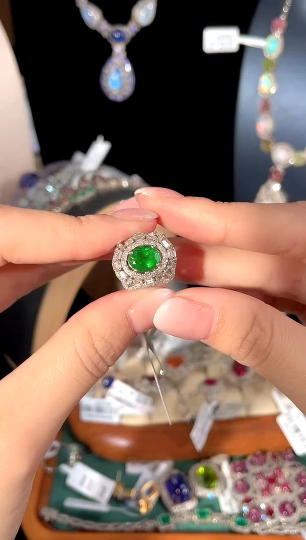 石榴石（沙弗莱）戒指银S925镶嵌戒指