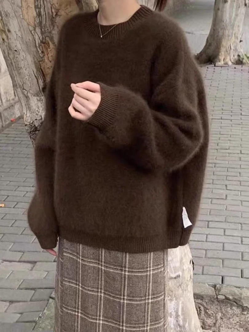 秋冬时尚宽松韩版复古慵懒风百搭针织衫