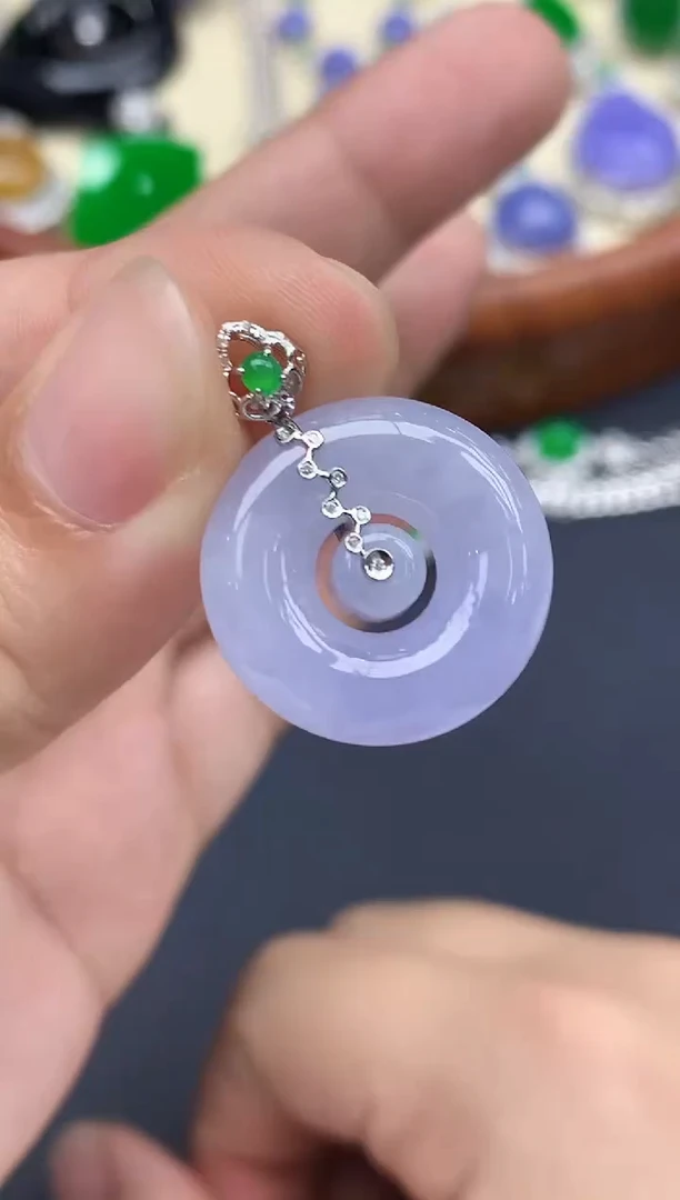 颈饰18K金镶嵌翡翠375-中国好珍宝