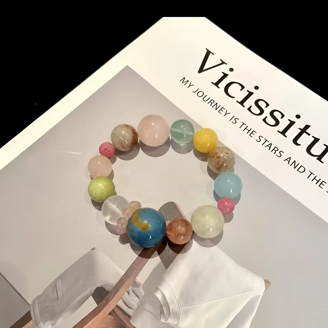 天然水晶多宝手串DIY设计款大女主风彩色单圈多宝水晶手串