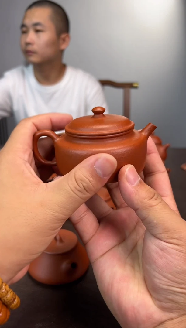 茶壶紫砂小*儿大红泥扁德钟