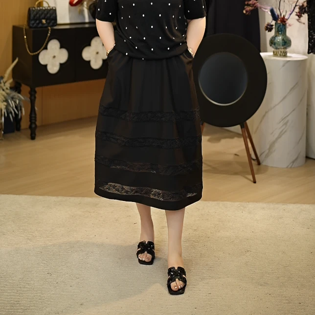 【深圳霞姐】夏季新品上新大码女装拼接刺绣水溶蕾丝花苞裙