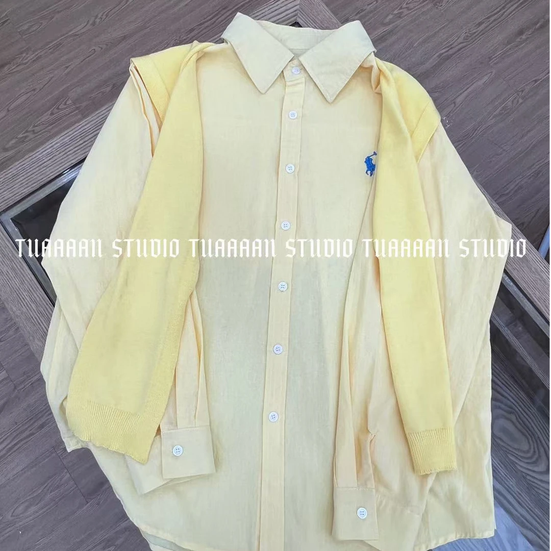 TUAAAAN“飘带逸衫”春夏休闲衬衫（带披肩）时尚潮流长袖衬衣#TT0008