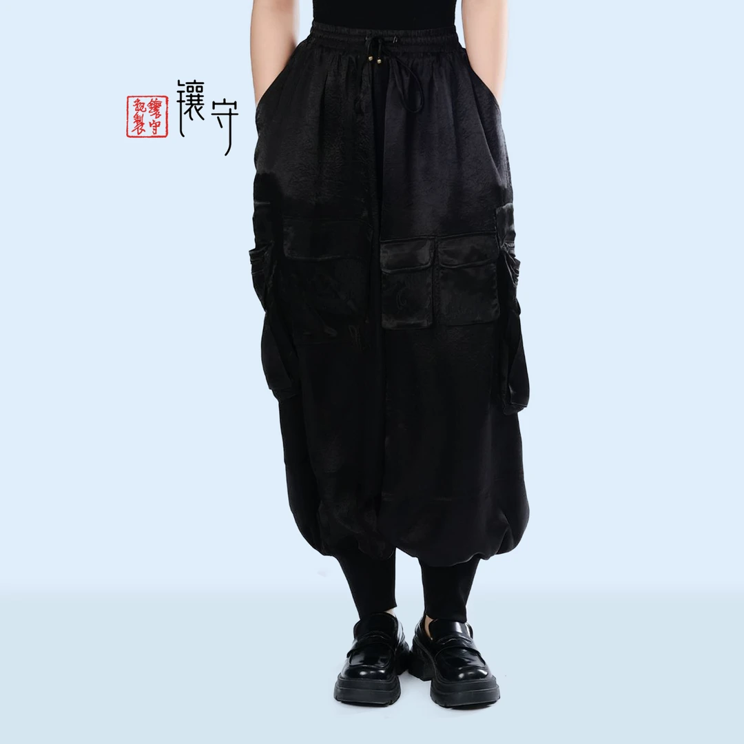 【镶守·摇曳】秋冬季新中式轻奢高级复古文艺高腰显瘦阔腿裤K9001-1