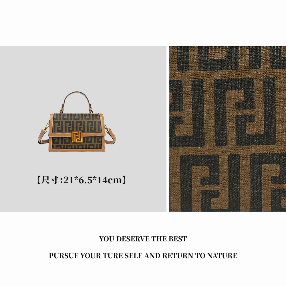 【特特甄选】SKL-Z8280-咖啡色轻奢高级时尚牛皮女包百搭通勤小众