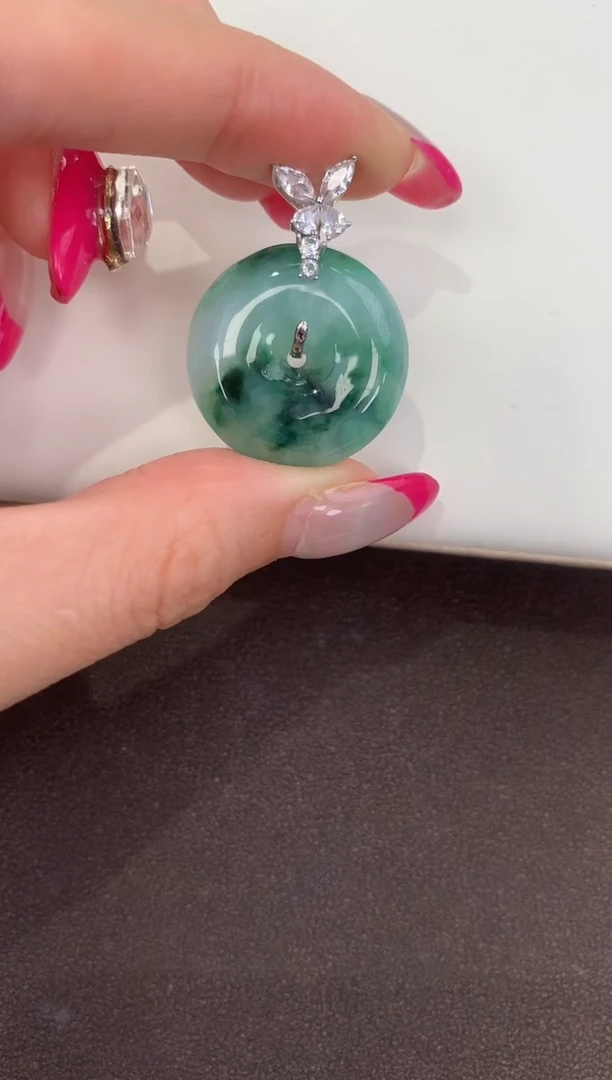 颈饰银S925镶嵌翡翠天然缅甸a货翡翠