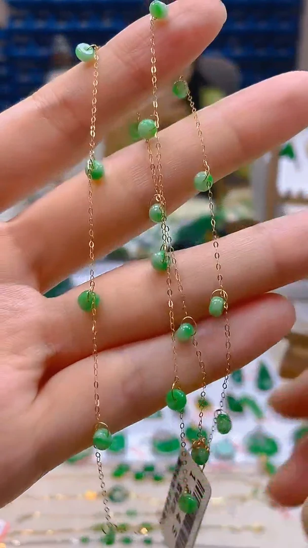 颈饰18K金镶嵌翡翠新号开播 全场乱卖