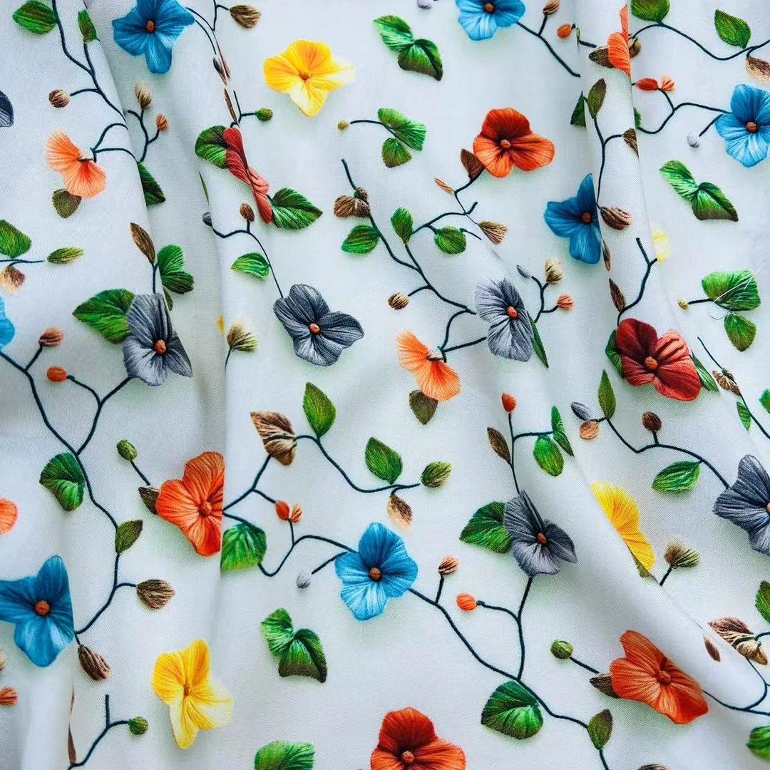 (花枝连里) 精品绵绸布料 柔软舒适 睡衣旗袍连衣裙面料（不加工）