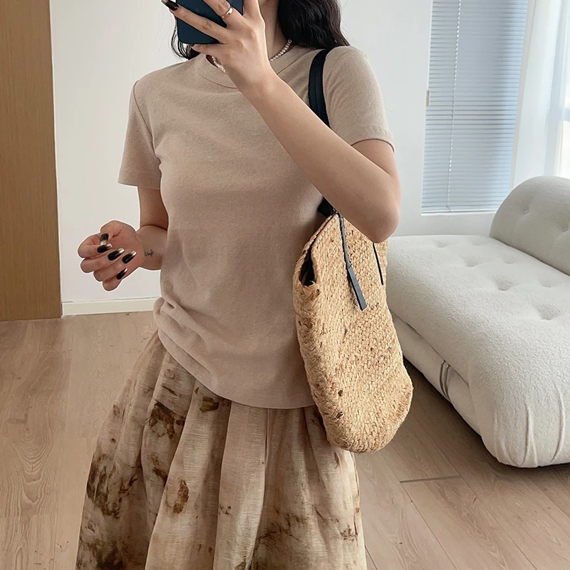 宝丫轻奢  女式时尚百搭圆领短袖T恤上衣K1279