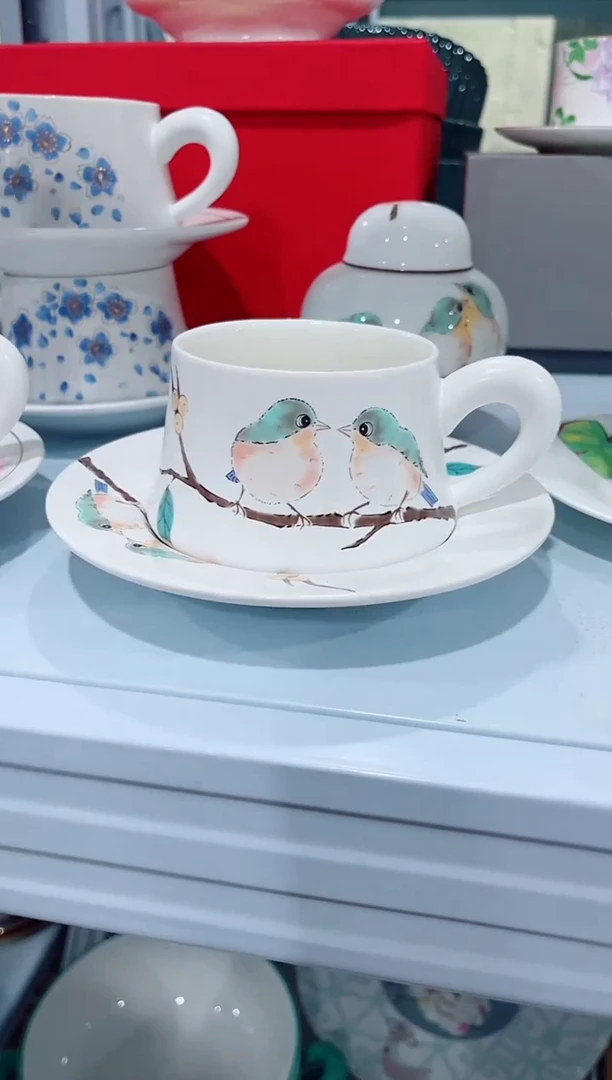瓷片陶瓷瓷片（简装）咖啡杯碟一套