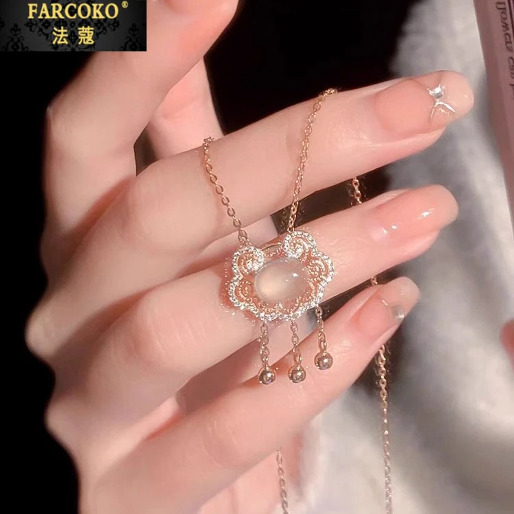 法蔻如意平安锁项链女款小众轻奢锁骨链送女友老婆圣诞情人节礼物