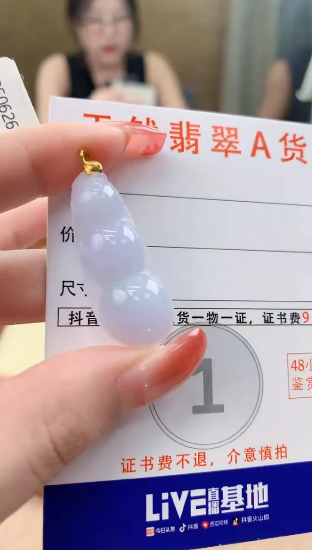 颈饰18K金镶嵌翡翠天然A货翡翠挂件