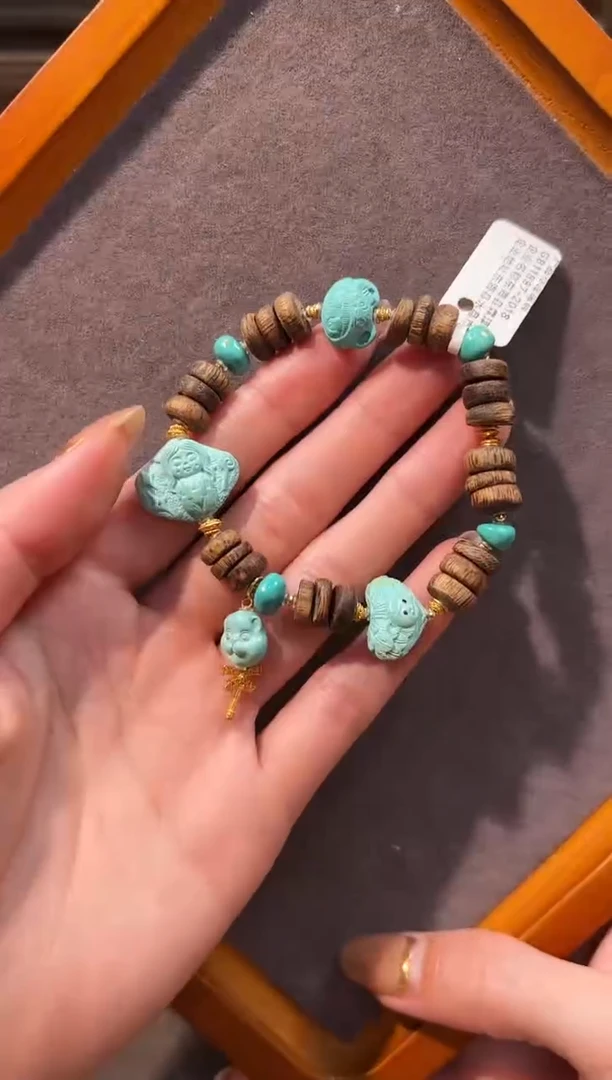 18K金镶嵌绿松石手链绿松石手链