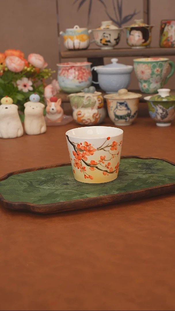 手绘 梅花猪口杯
