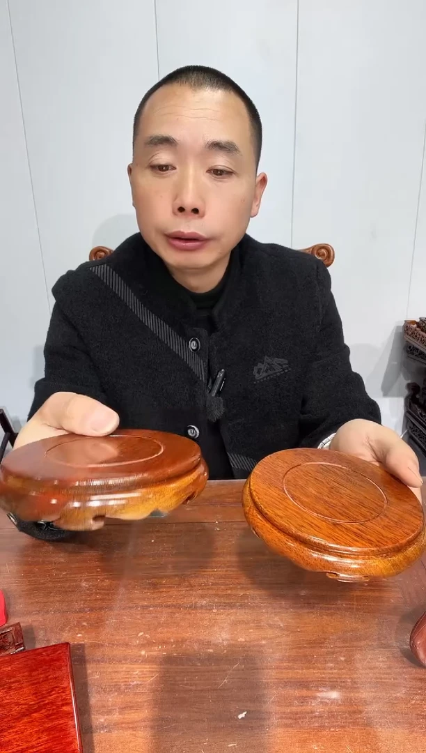 木老花圆形小盘几两个11*12*2.6