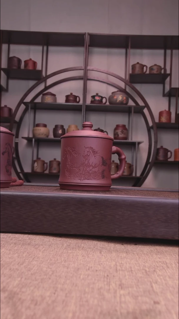 茶杯紫砂中槽清前程似锦竹节杯500-550CC容量