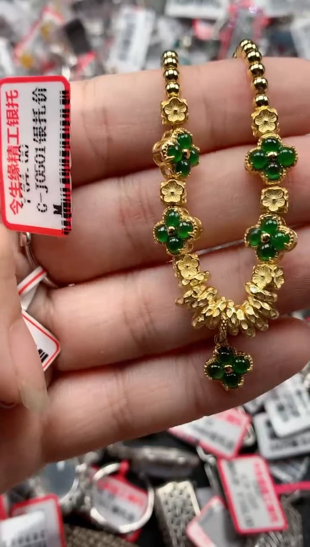 银S925镶嵌戒指翡翠天然A货缅甸翡翠