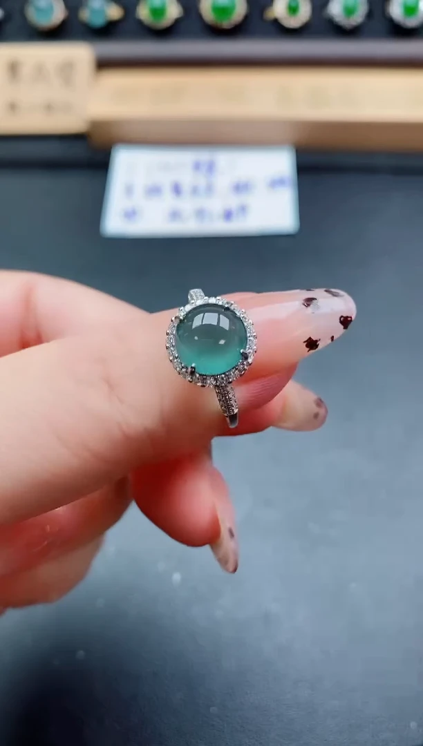 银S925镶嵌戒指翡翠1