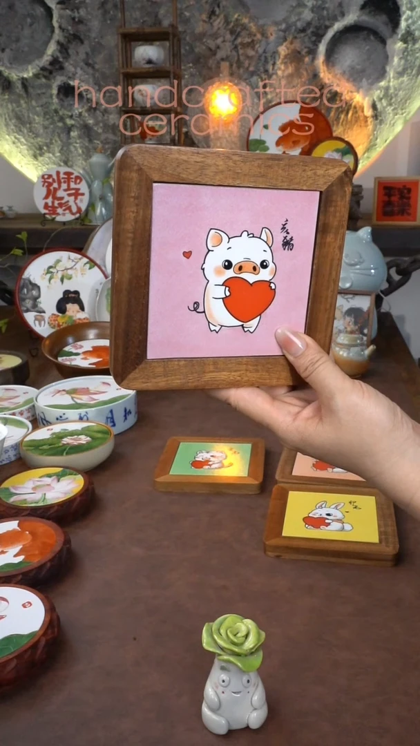 陶瓷釉上彩瓷片相思木隔热垫