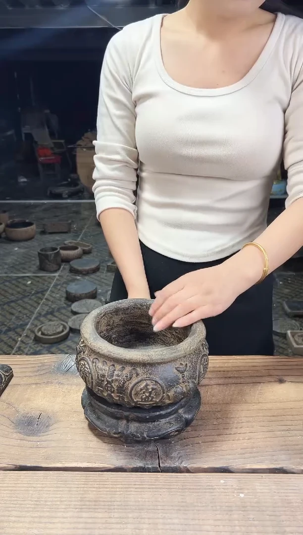 陶土【火山泥】聚宝盆+金箍坛底座