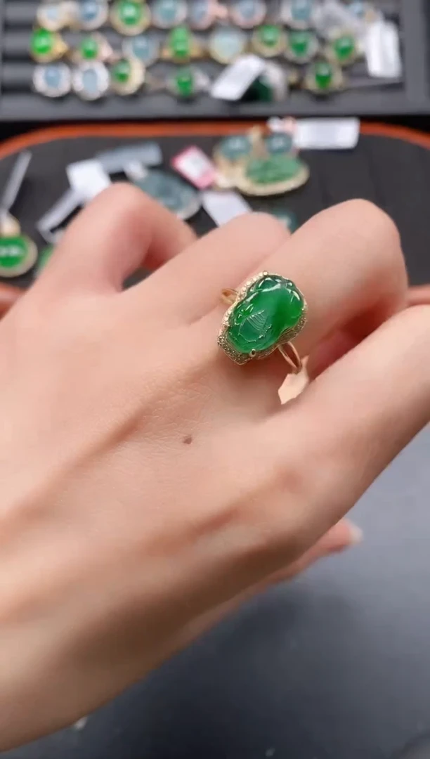 银S925镶嵌戒指翡翠11
