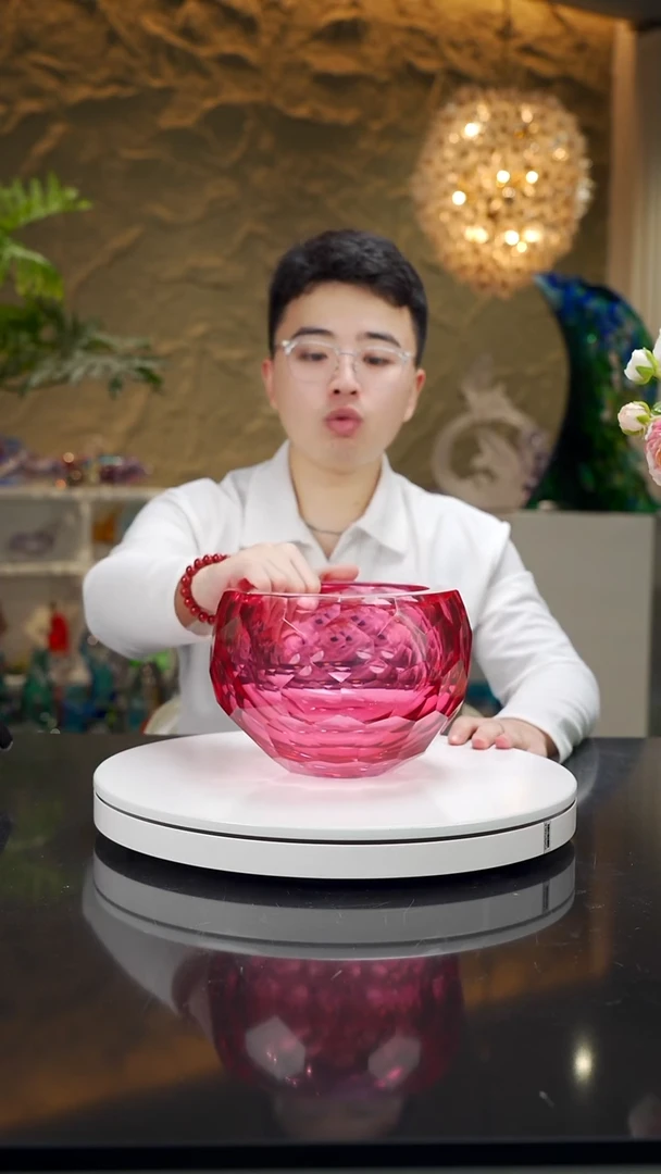 手工艺品琉璃金红色聚宝盆99号