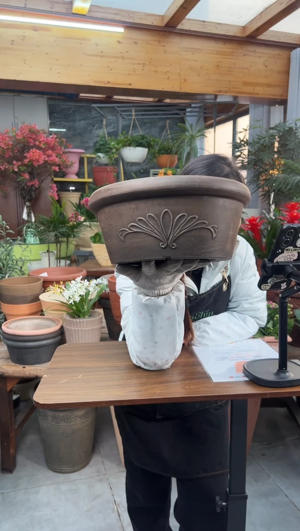 30*12.5/TA30【三只装】巧克力浮雕纹理花盆